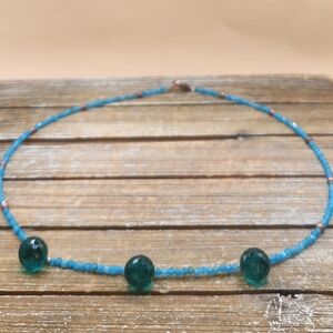 Apatite, London Blue Topaz and Copper Beaded Necklack